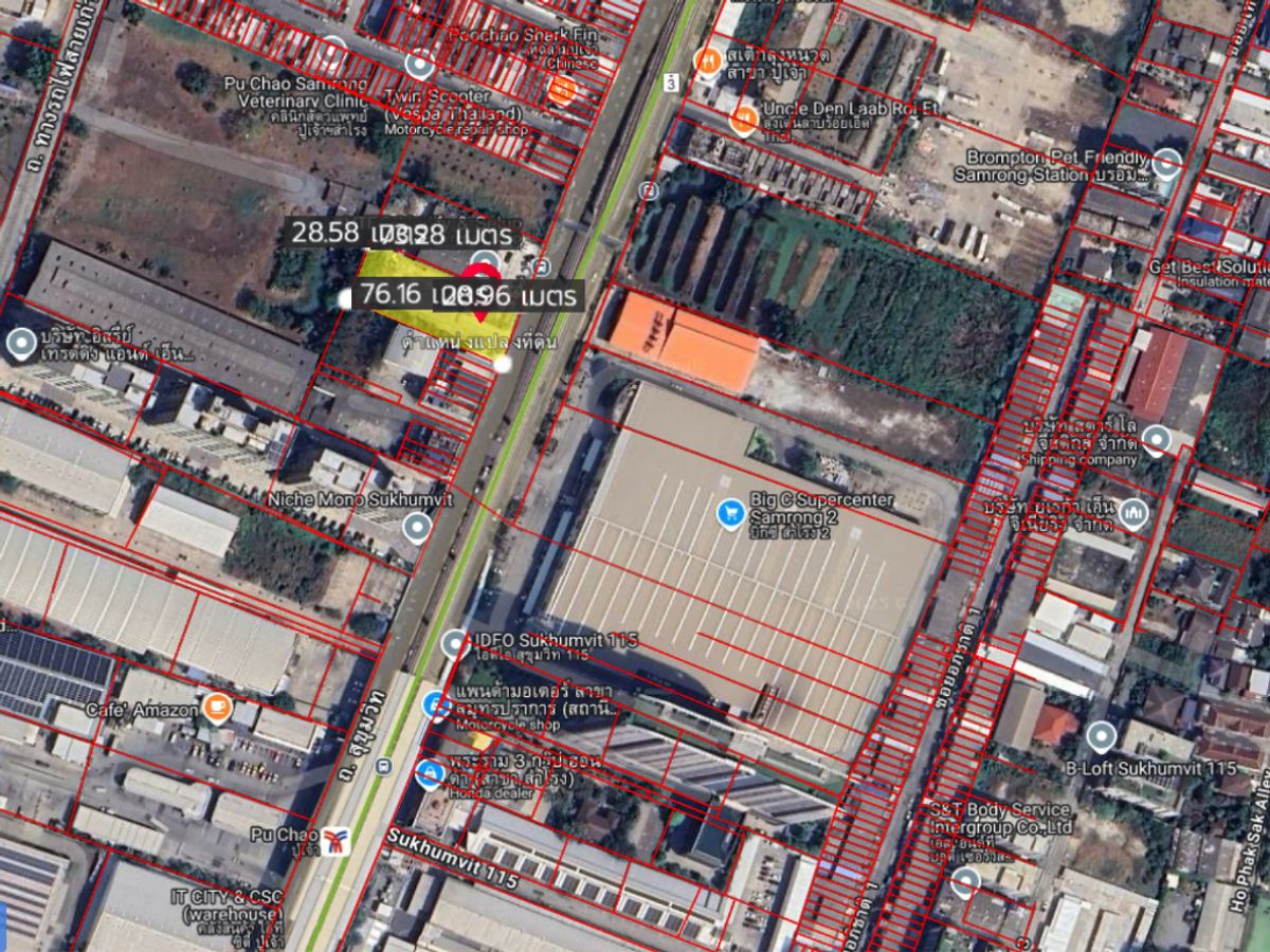 ขายที่ดินผังสีม่วง ติดถนนสุขุมวิทสำโรงขาเข้า  1 นาทีถึงรถไฟฟ้า BTS ปู่เจ้าสมิงพลาย ตรงข้ามบิ๊กซีสำโรง2
